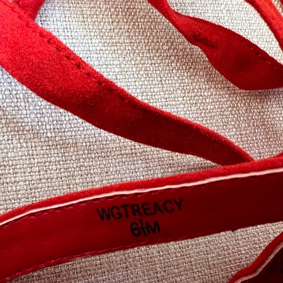 Red Lace Up Wedges - Picture 4 of 6